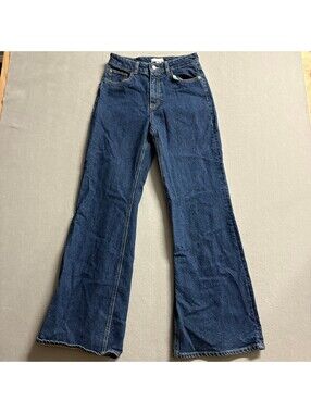 H&M Mauritz 1947 High Rise Flare Jeans Womens Size 4 Dark Wash Blue Denim